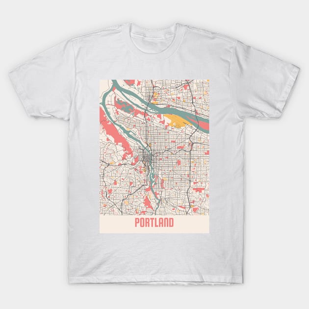 Portland - United States Chalk City Map T-Shirt by tienstencil